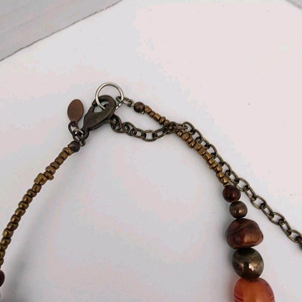 Chicos Signed Statement Necklace Amber Beads, Red… - image 3